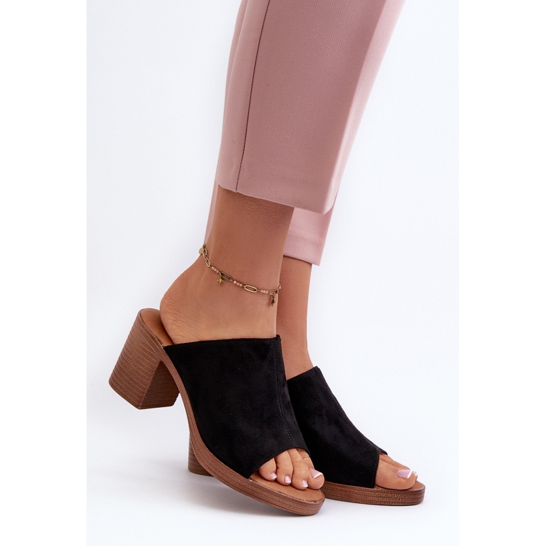 Elegante, leichte Damen-Flip-Flops mit hohem Absatz, Black Varnila schwarz 2