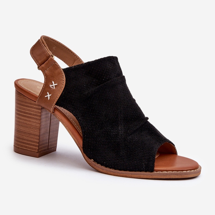 Durchbrochene Damensandalen mit hohem Absatz in Schwarz von Rosca 1