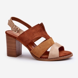 Damensandalen aus Öko-Wildleder mit hohem Absatz, Braun Qutima 1