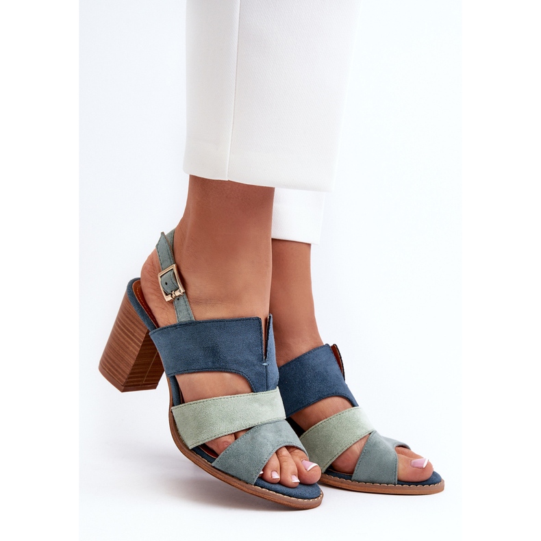 Damensandalen aus Öko-Wildleder mit hohem Absatz, Blau Qutima 2