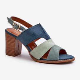 Damensandalen aus Öko-Wildleder mit hohem Absatz, Blau Qutima 1