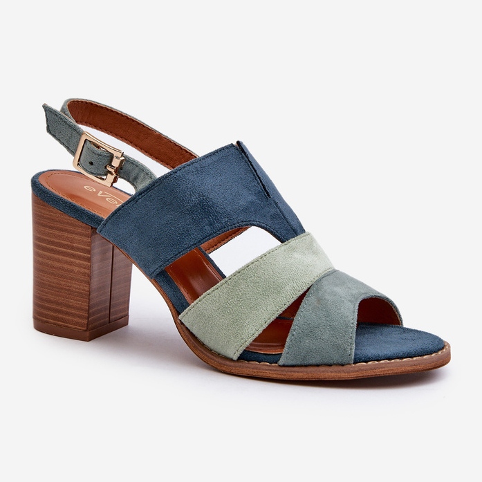 Damensandalen aus Öko-Wildleder mit hohem Absatz, Blau Qutima 1