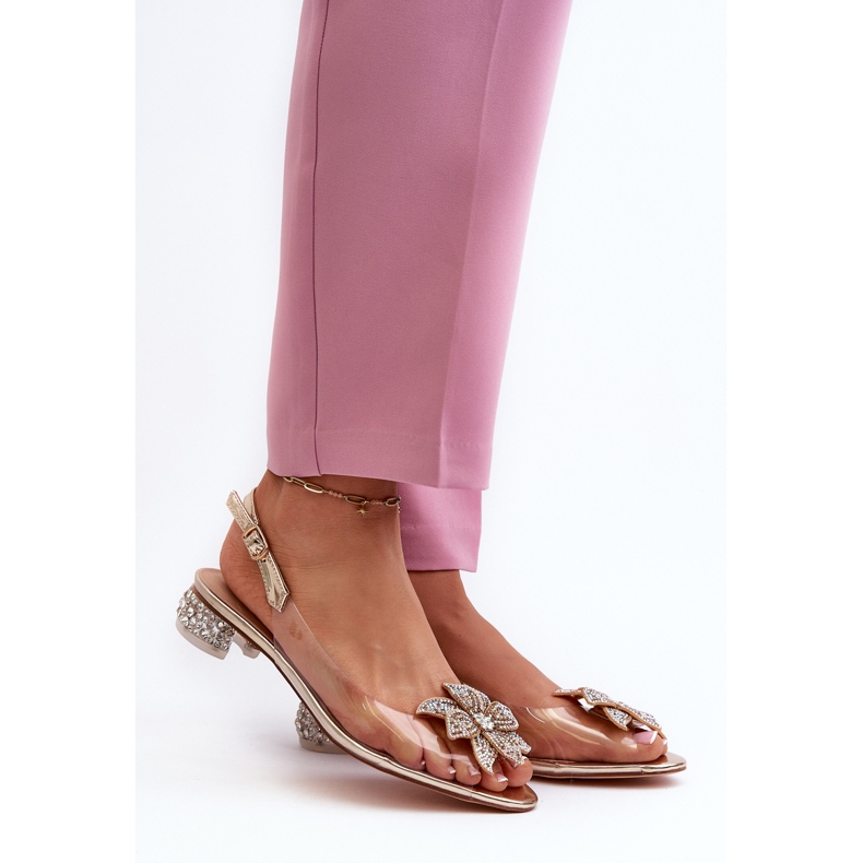 S.Barski Transparente Sandalen mit niedrigem Absatz und Goldverzierung D&amp;A MR38-383 golden 2