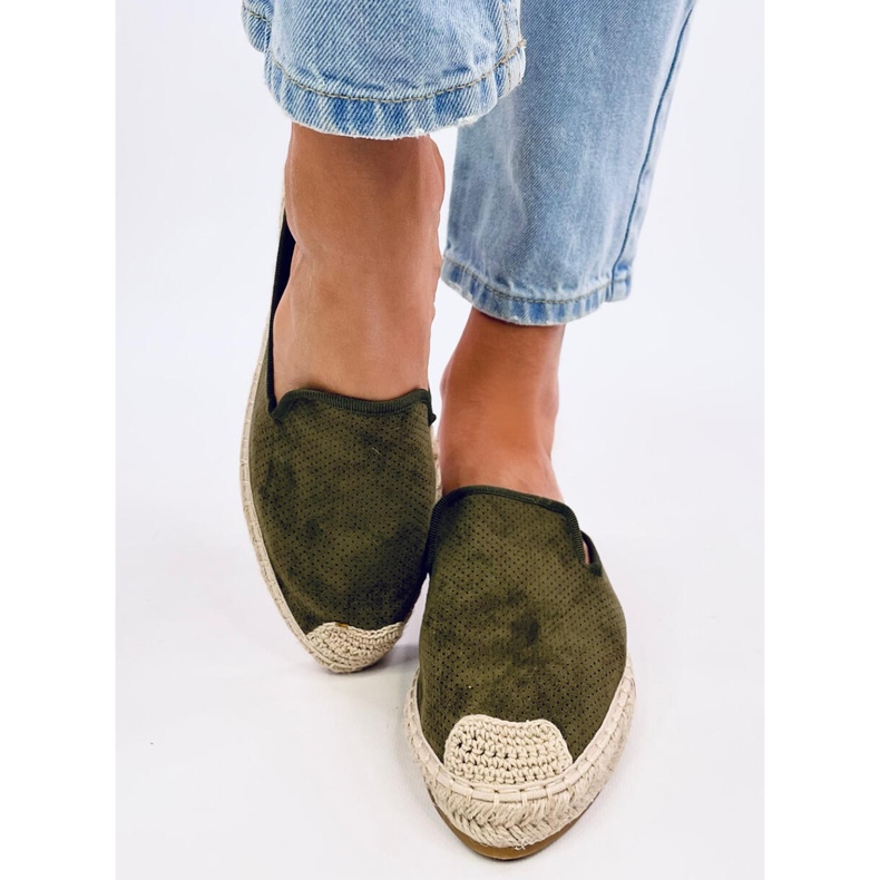 Carmen Green Espadrilles Damenhausschuhe grün 1