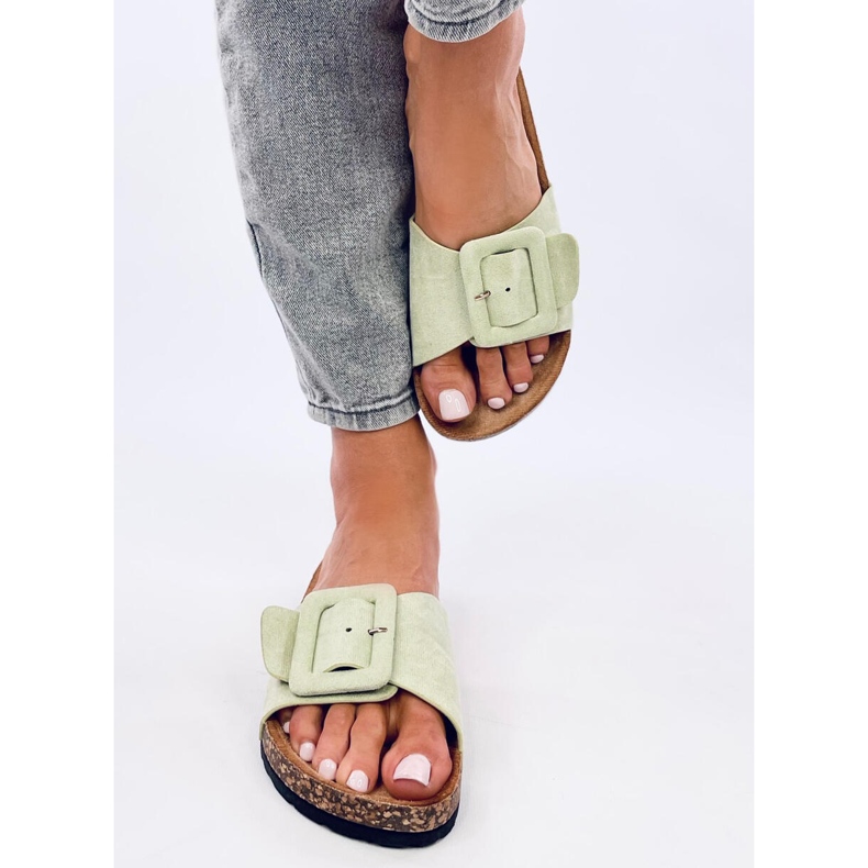 Priya LT.GREEN Hausschuhe mit Korksohle grün 1