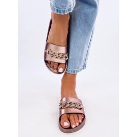 Tilia Champagner Hausschuhe mit Kette golden 2