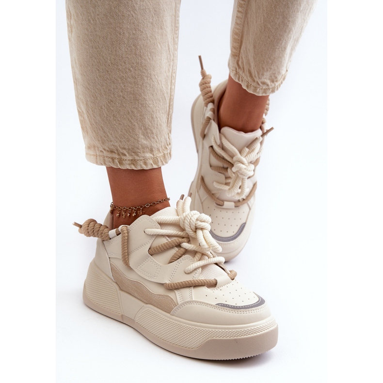 Damen-Plateau-Sneaker Beige Moariella 1