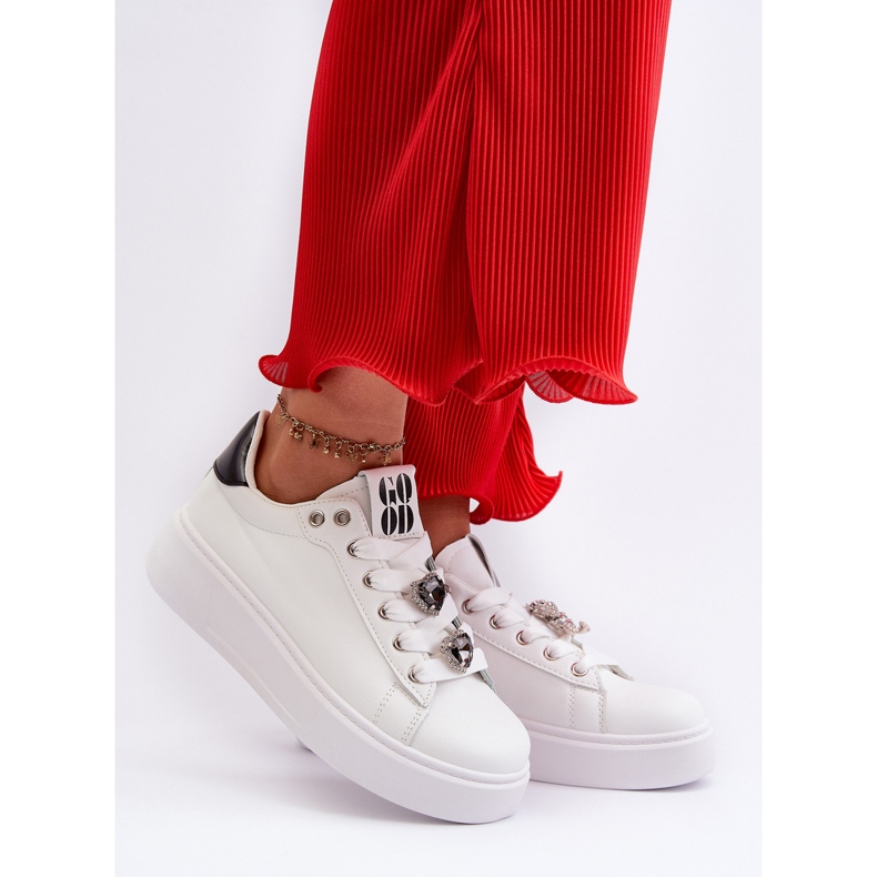 Damen-Plateau-Sneaker mit Herznadeln, Weiß Azamia 2