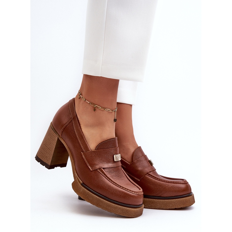 Zazoo 20169 Braune Lederschuhe mit hohen Absätzen 2