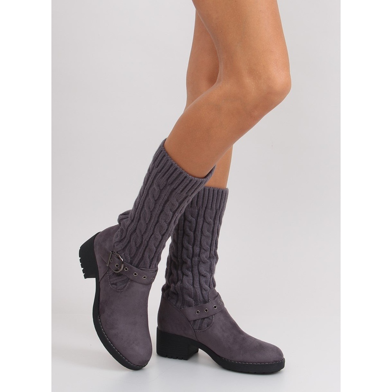 Hohe Stiefel mit Schaft NC109 grau 2