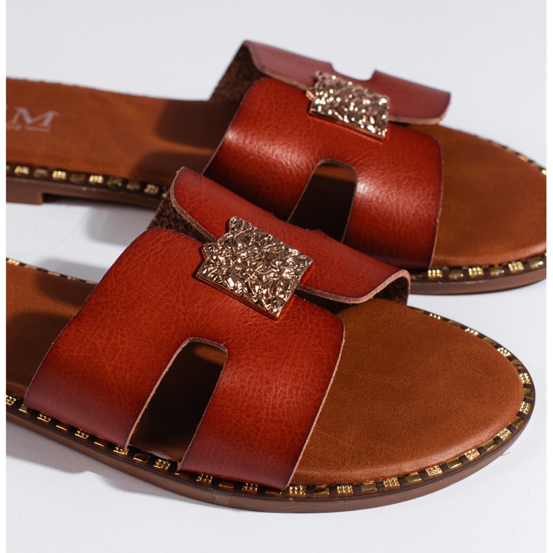 Flache Damen-Flip-Flops in Braun 2