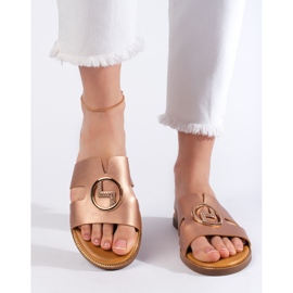 Flache Damen-Flip-Flops in Gold golden 1