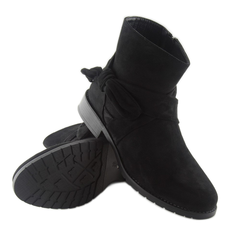 Wildlederstiefel mit Schleife B7713 Schwarz 1