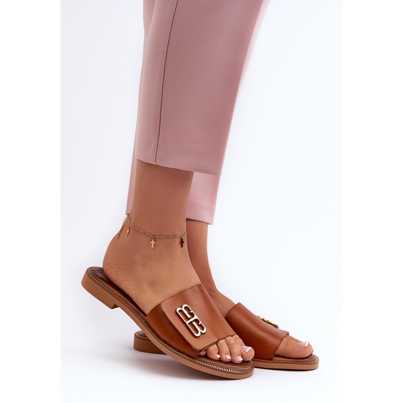 Zazoo 40384 Elegante Damen-Flip-Flops aus Leder, Braun 2