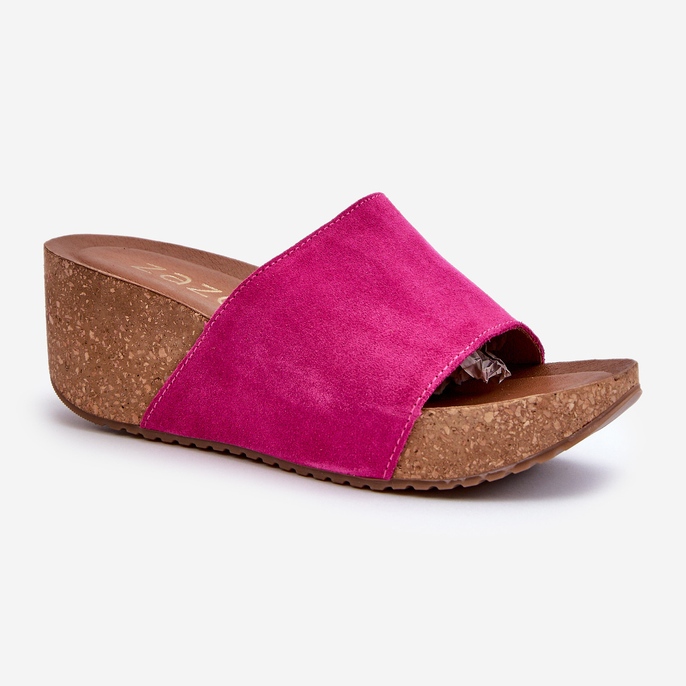 Zazoo 40311 Damen-Flip-Flops mit Korkkeil, Fuchsia rosa 1