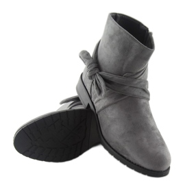Wildlederstiefel mit Schleife B7713 Grau 2