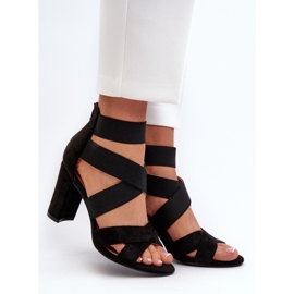 Damen-Sandalen mit hohem Absatz und Riemen in Schwarz Obissa 2