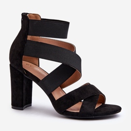 Damen-Sandalen mit hohem Absatz und Riemen in Schwarz Obissa 1