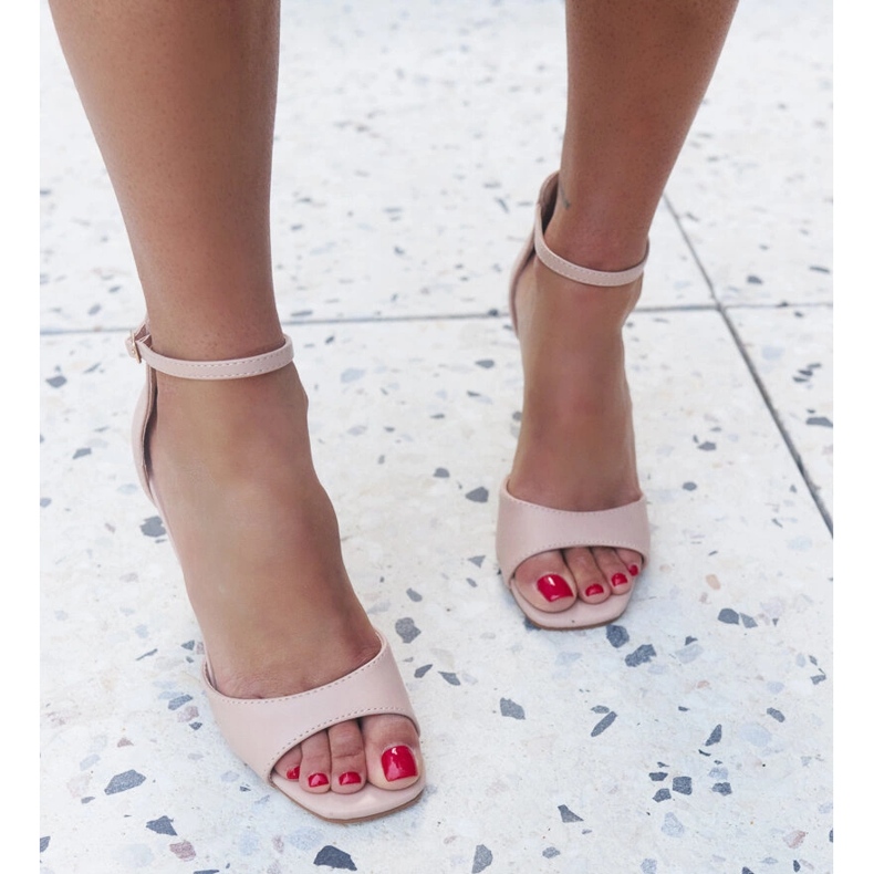 Askern-Sandalen aus Öko-Leder mit hohem Absatz beige 1