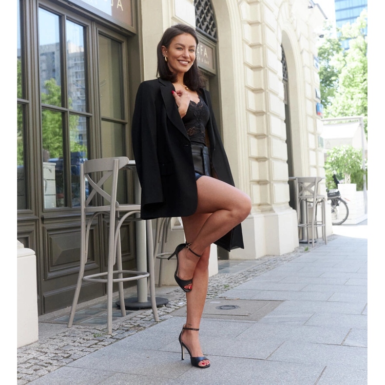 Askern-Sandalen aus Öko-Leder mit hohem Absatz schwarz 1