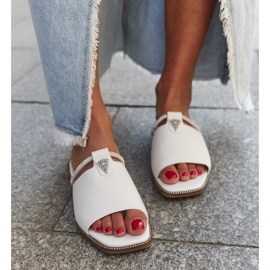 Flip-Flops mit Antari-Ledereinsatz weiß 2