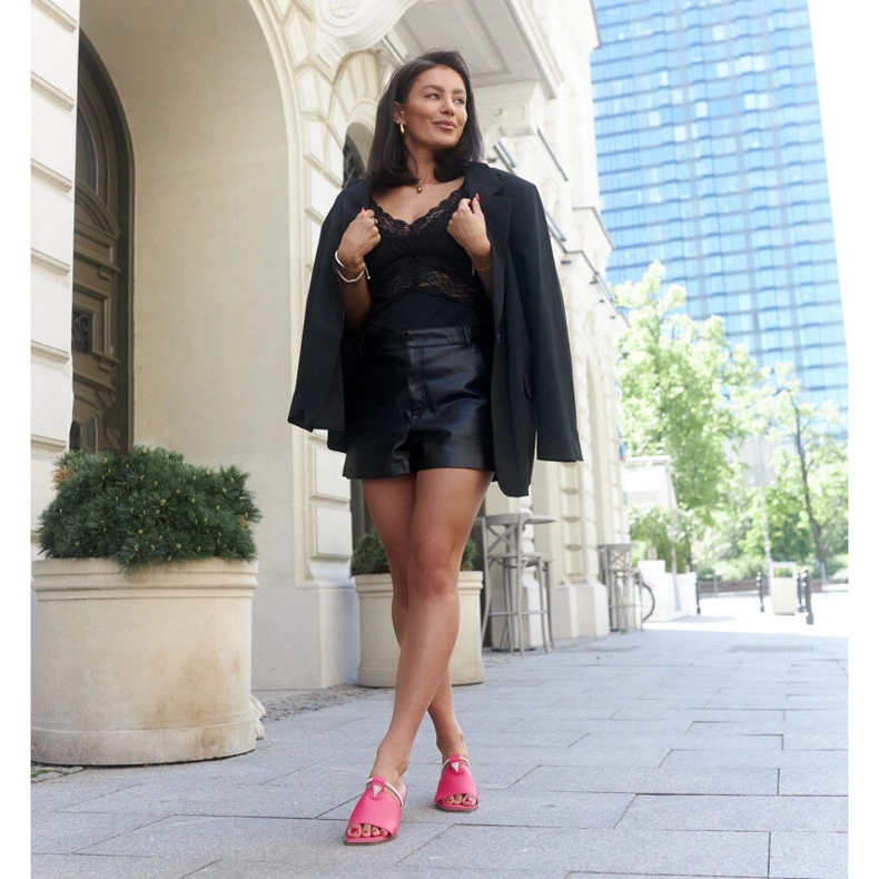 Flip-Flops mit Antari-Ledereinsatz rosa 1