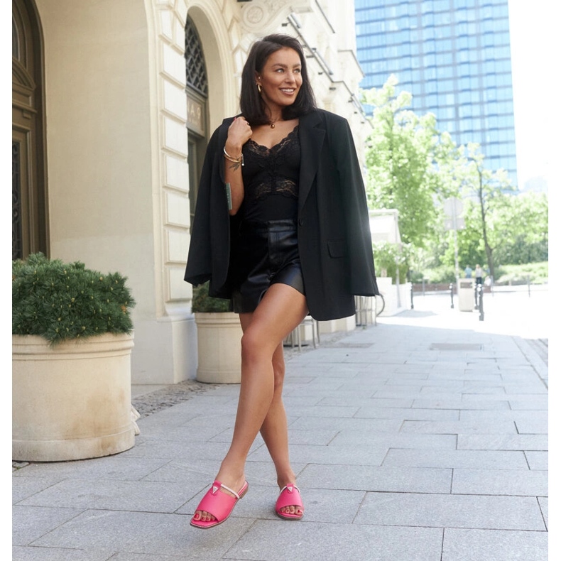 Flip-Flops mit Antari-Ledereinsatz rosa 2