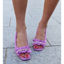 Mukaram-Sandalen mit hohem Absatz und dekorativer Rüsche lila 1