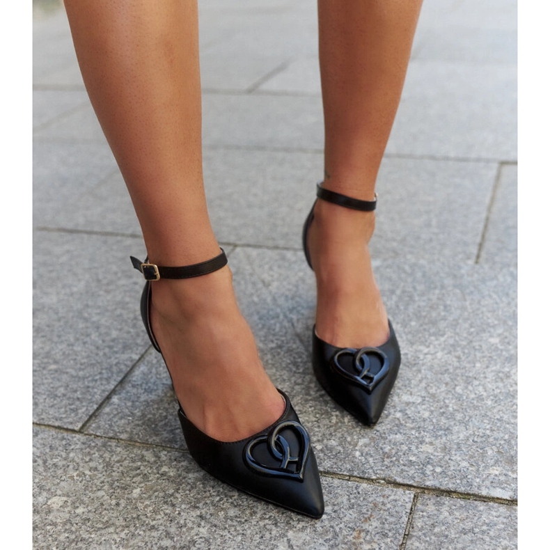 Pumps mit Ledereinsatz und niedrigem Wasema-Stilettoabsatz schwarz 1