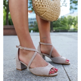 High-Heel-Sandalen mit Raniya-Lederinnensohle grau 1