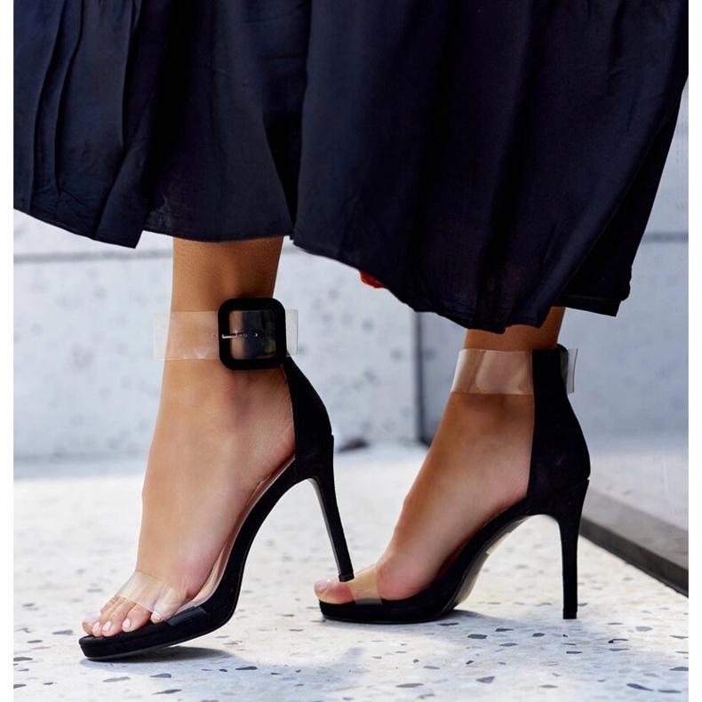 Janan-Sandalen mit hohem Absatz und transparentem Obermaterial schwarz 1