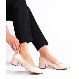 Elegante Perlenpumps mit niedrigem Absatz von Sergio Leone beige 1