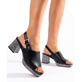 Schwarze, stylische Sandaletten von Sergio Leone 1