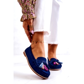 Evento Damen-Mokassins aus Wildleder mit Fransen, Marineblau 2