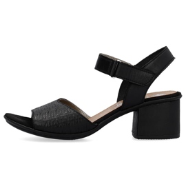 Bequeme Damen-Sandalen aus Leder mit Klettverschluss, schwarz Rieker 64693-00 1