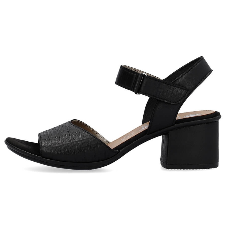 Bequeme Damen-Sandalen aus Leder mit Klettverschluss, schwarz Rieker 64693-00 1