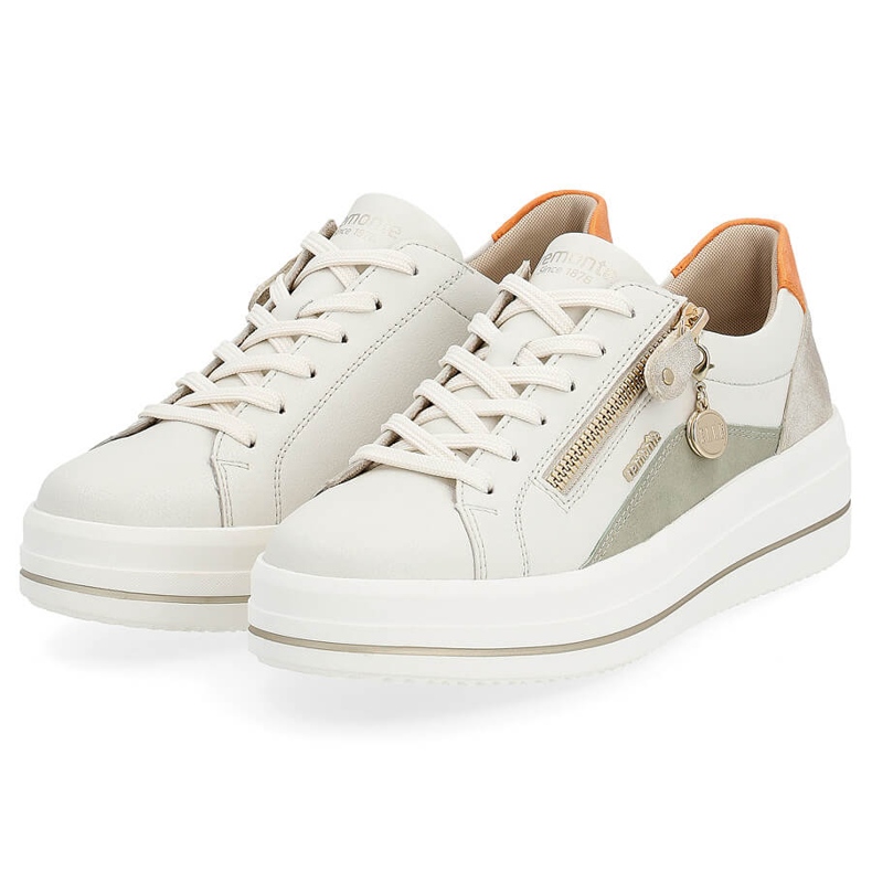 Bequeme Damen-Sportschuhe aus Leder, beige Remonte D1C01-81 2