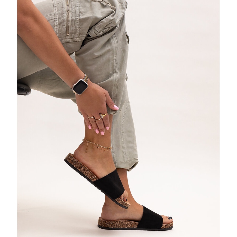 Klassische Flip-Flops mit Matilte-Korksohle schwarz 1