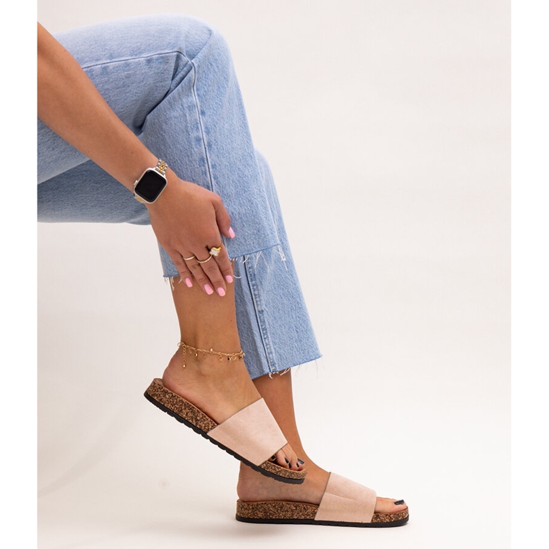 Klassische Flip-Flops mit Matilte-Korksohle beige 1