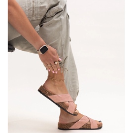 Hausschuhe mit glänzender Ribera-Korksohle rosa 1