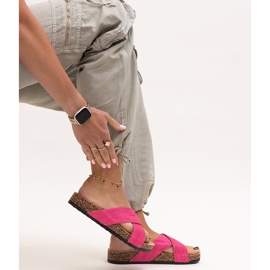 Hausschuhe mit glänzender Ribera-Korksohle rosa 1