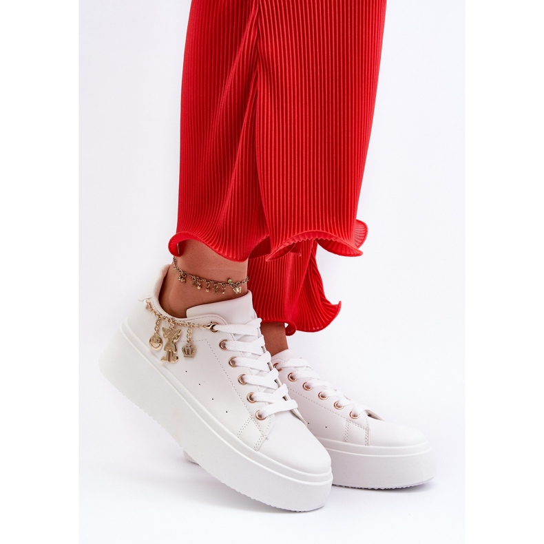 Damen-Plateau-Sneaker mit Anhängern, Weiß Tivissa 2