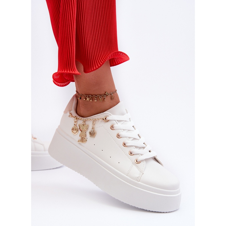 Damen-Plateau-Sneaker mit Anhängern, Weiß Tivissa 1