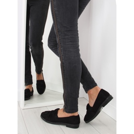 Schwarze Damen-Slipper mit schwarzer Schleife 1
