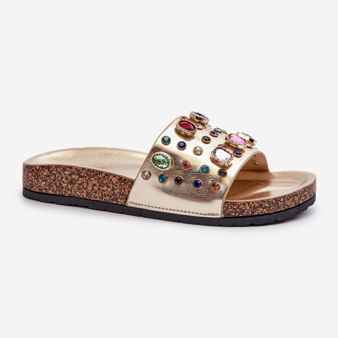 Damen-Flip-Flops mit Verzierungen S.Barski MY122 Gold golden 1