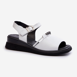 Damen-Leder-Keilsandalen Vinceza 66624 Weiß 1