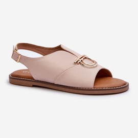 Flache Damensandalen mit Goldverzierung Vinceza 17319 Hellrosa 1