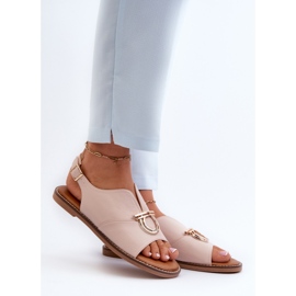 Flache Damensandalen mit Goldverzierung Vinceza 17319 Hellrosa 2