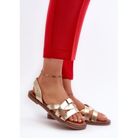 Flache Damensandalen aus Öko-Leder Vinceza 17347 Gold golden 2