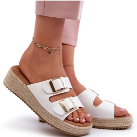 Damen-Flip-Flops mit geflochtenem Öko-Leder, Weiß Zaloemi 8